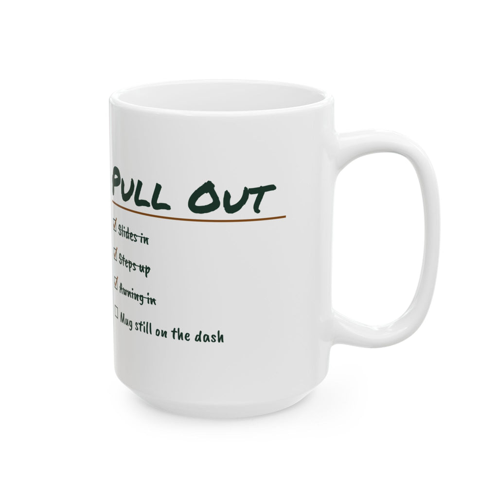 Funny RV Camping Coffee Mug Pull Out Checklist Mug Still On The Dash