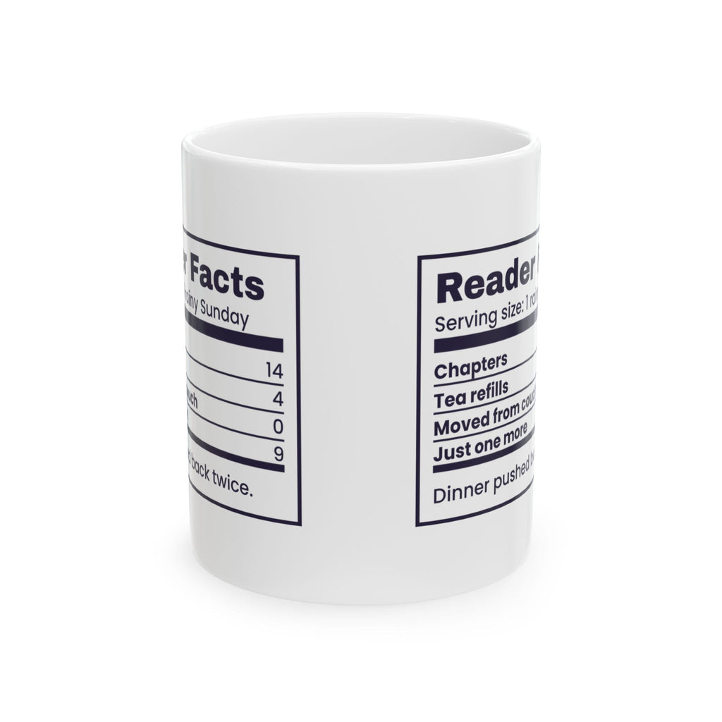 Funny Book Lover Coffee Mug Reader Facts Nutrition Label