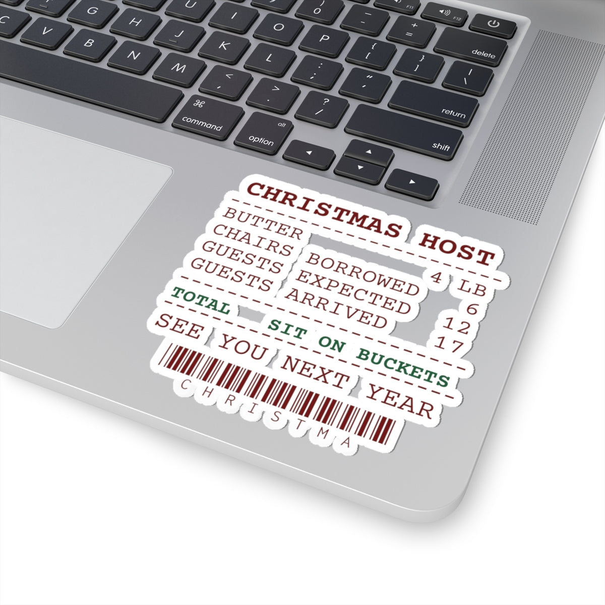 Funny Christmas Sticker Guests Expected 12 Guests Arrived 17 Host