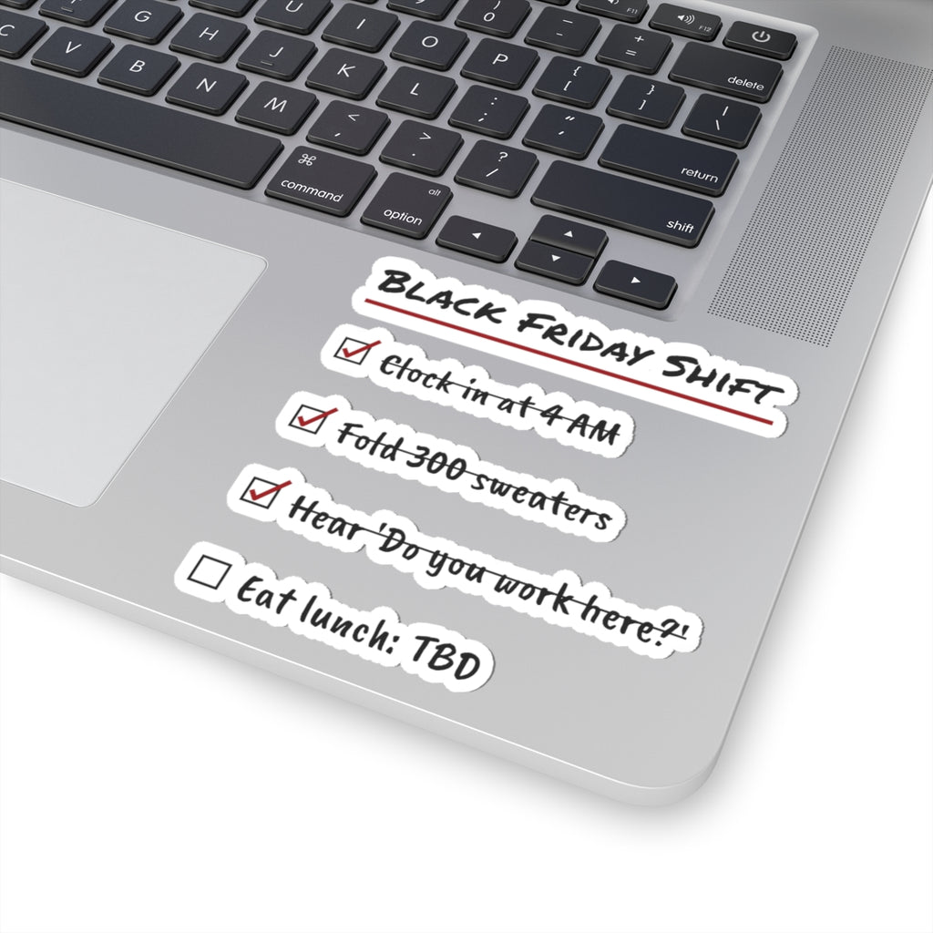 Funny Christmas Retail Sticker Black Friday Shift Checklist
