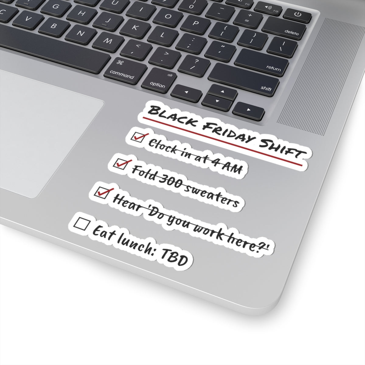 Funny Christmas Retail Sticker Black Friday Shift Checklist
