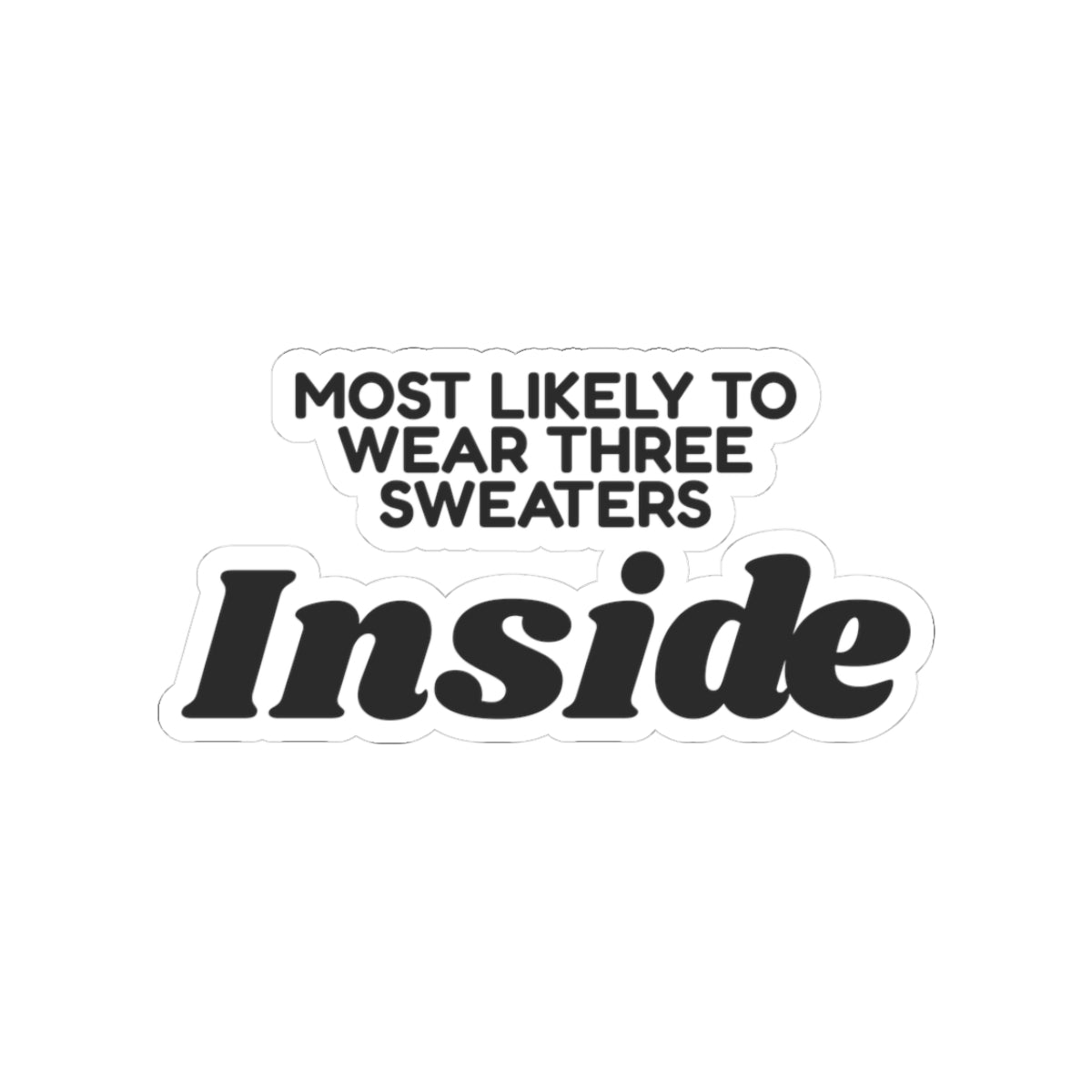 Funny Christmas Sticker Most Likely To Wear Three Sweaters Inside Family