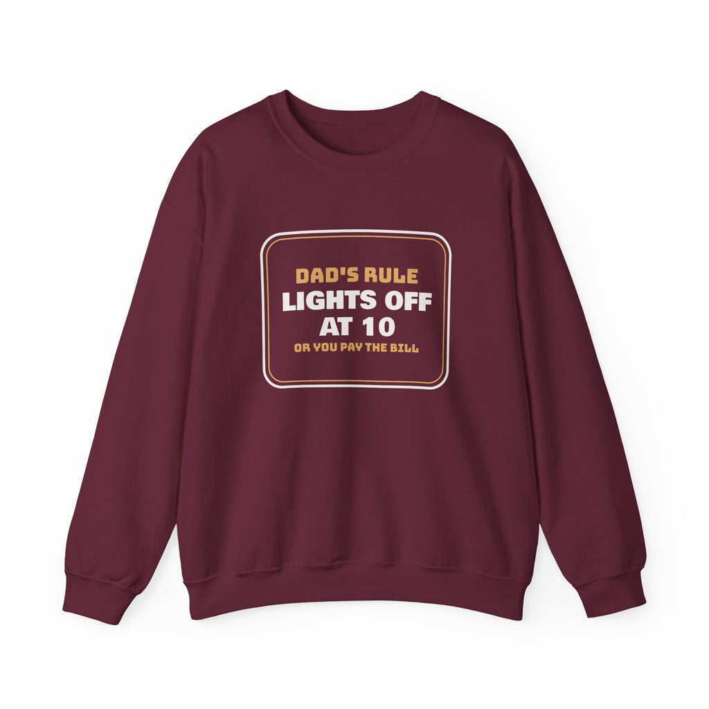 Funny Christmas Dad Sweatshirt Lights Off At 10 Or Pay The Bill
