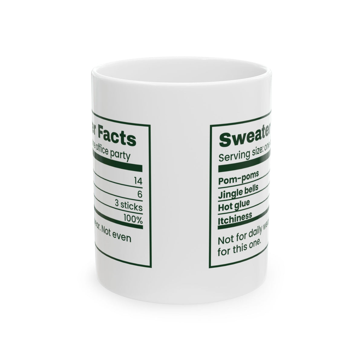 Funny Christmas Coffee Mug Sweater Facts Itchiness 100 Percent