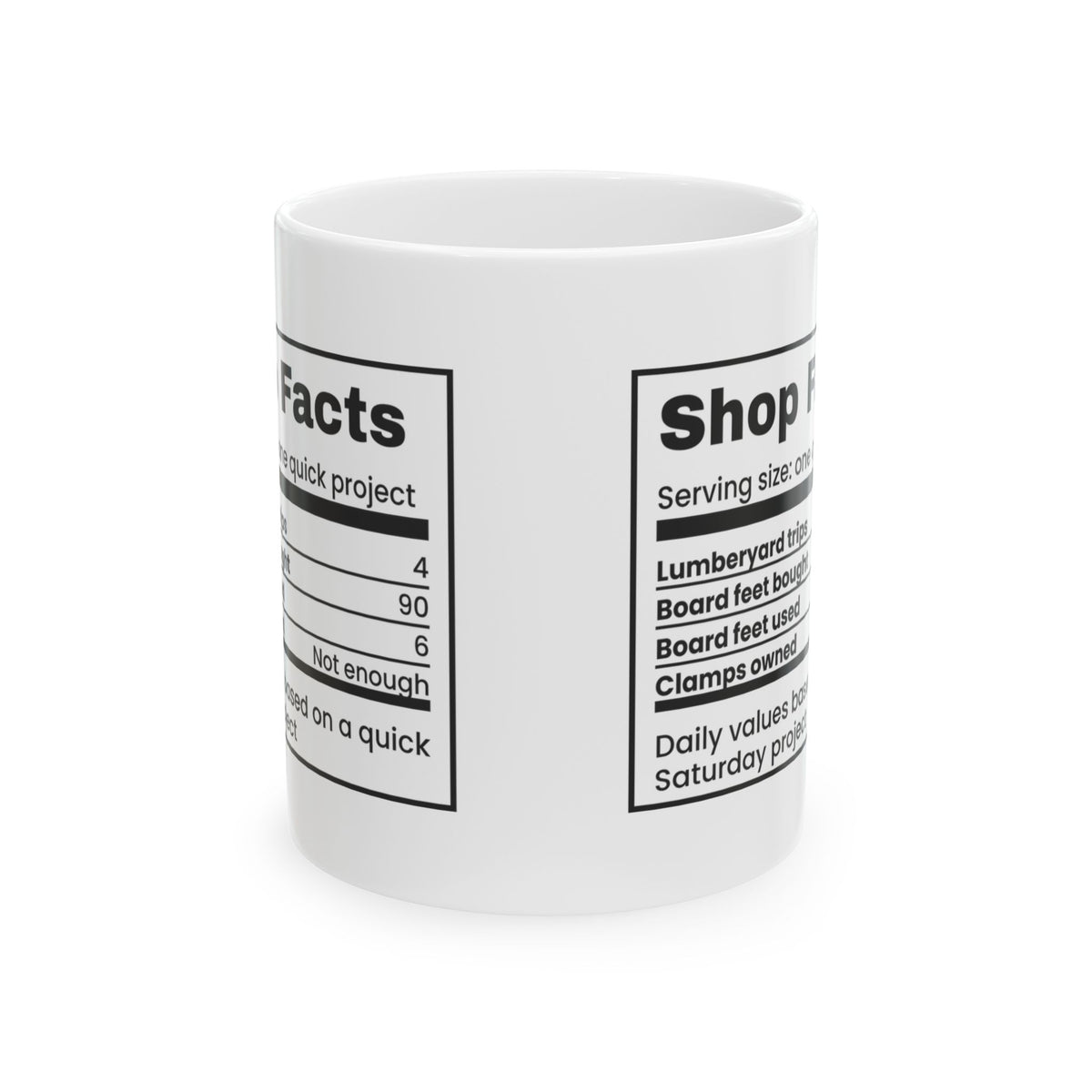 Funny Woodworking Mug Shop Facts Board Feet Label For Carpenters