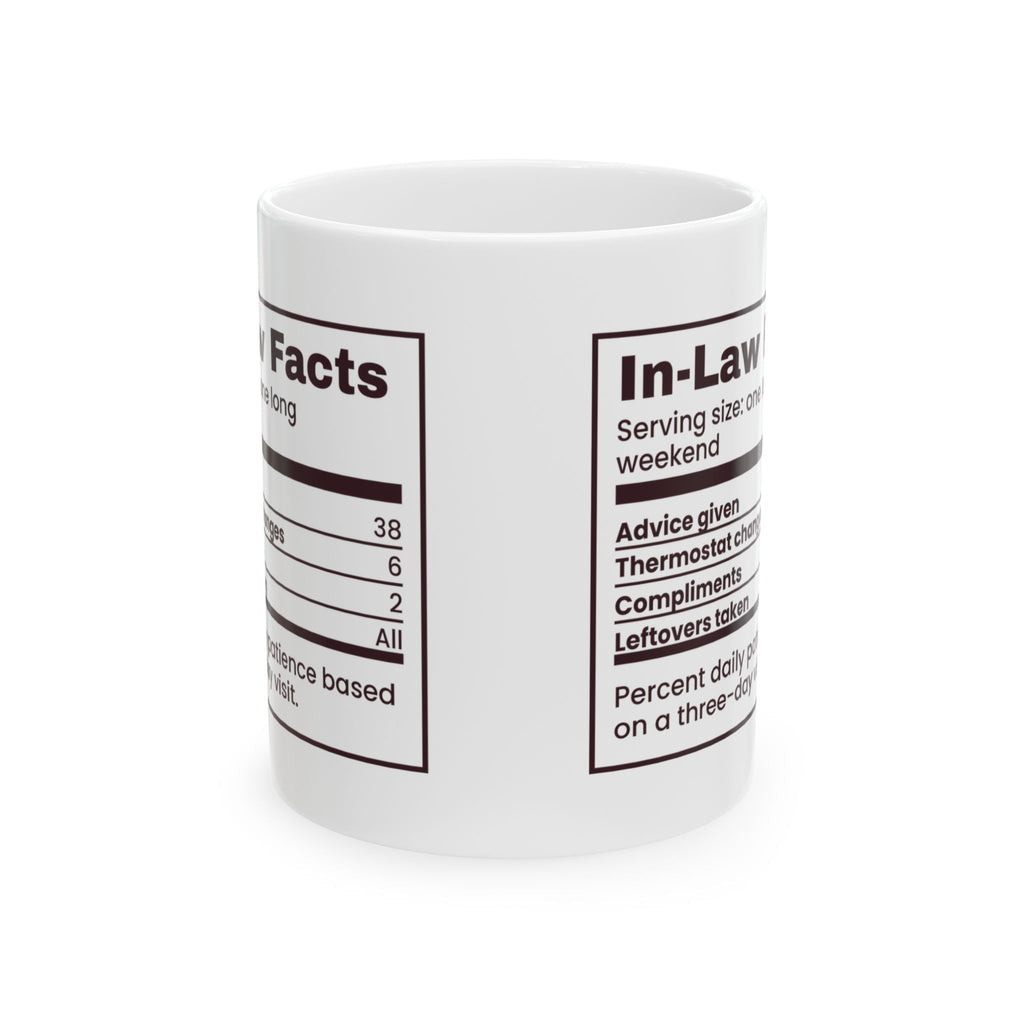 Funny Christmas Coffee Mug In-Law Facts Nutrition Label For Spouses