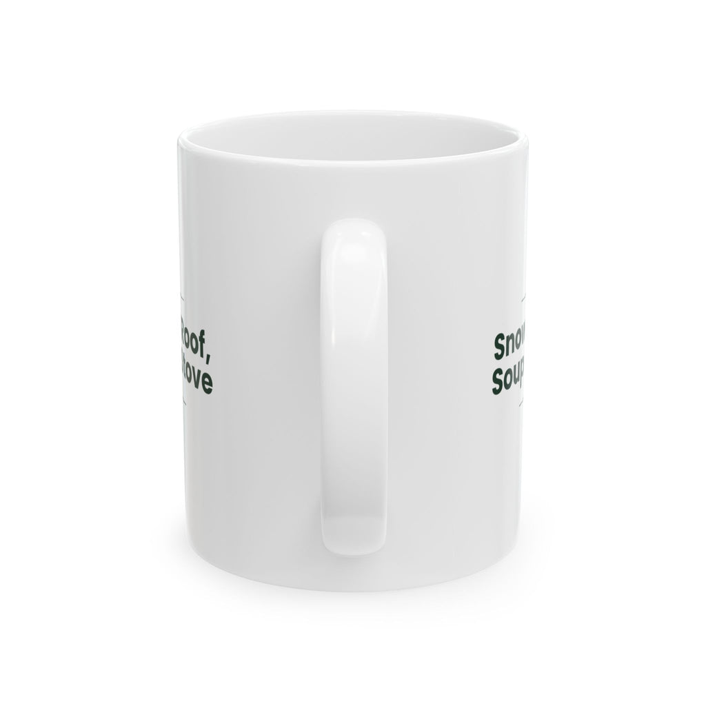 Cozy Christmas Coffee Mug Snow On The Roof Soup On The Stove