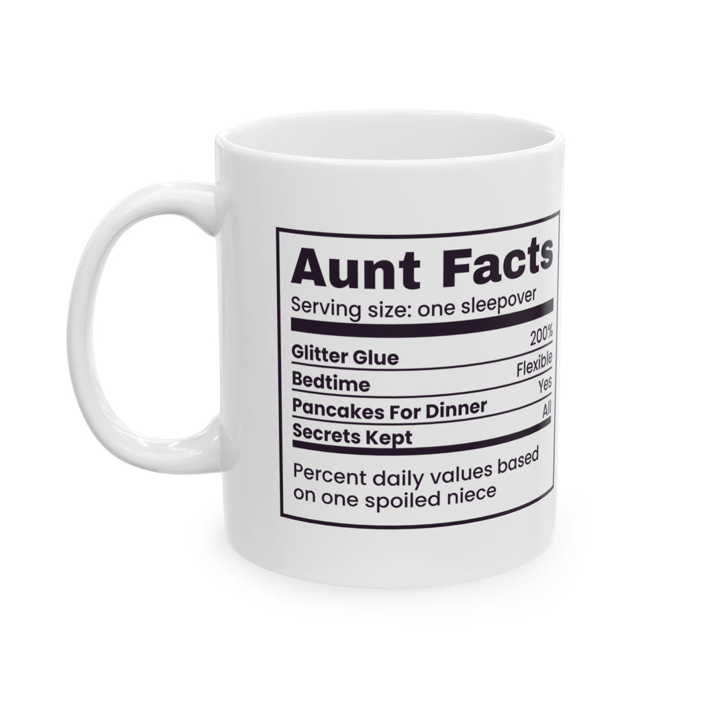 Funny Aunt Coffee Mug Aunt Facts Glitter Glue Label For Aunts