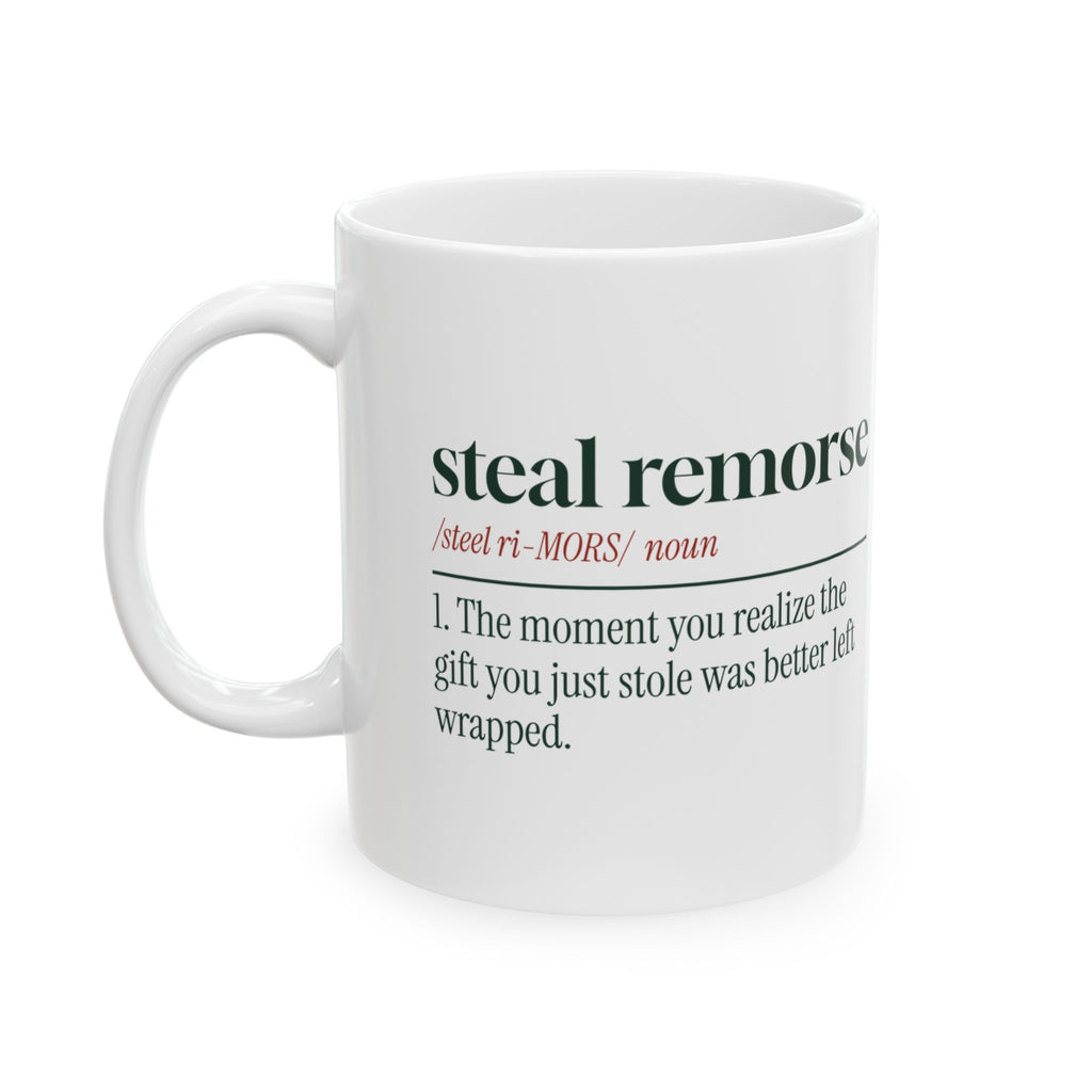 Funny White Elephant Coffee Mug Steal Remorse Dictionary Definition