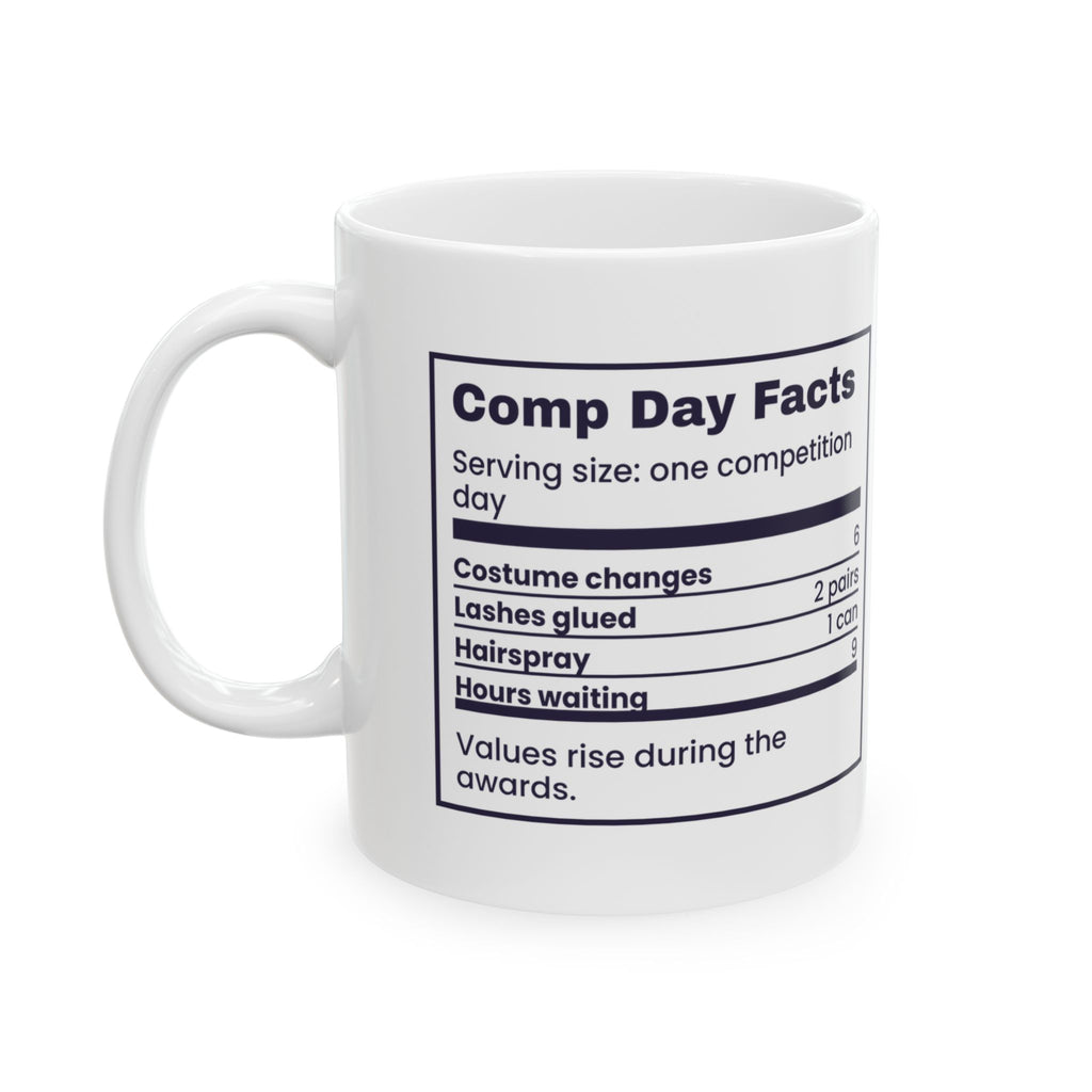 Funny Dance Competition Mug Comp Day Facts Nutrition Label