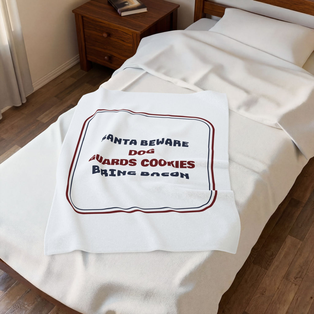 Funny Christmas Throw Blanket Santa Beware Bring Bacon For Dog Owners