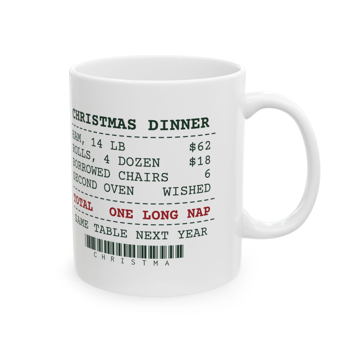 Funny Christmas Host Coffee Mug Christmas Dinner Receipt For Hosts