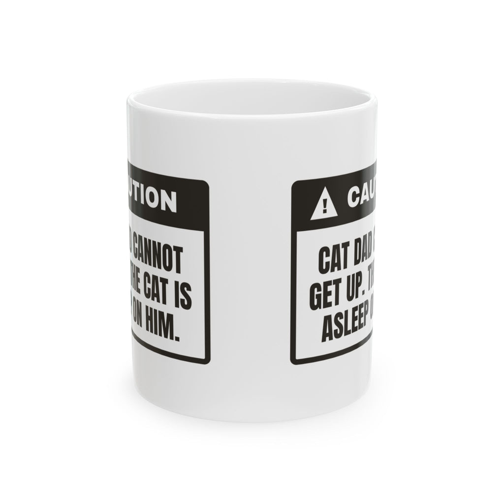 Funny Cat Dad Coffee Mug Can't Get Up Cat Asleep On Me