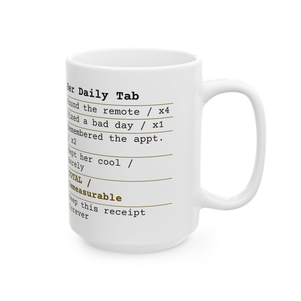 Funny Wife Coffee Mug Her Daily Tab Receipt For Wife