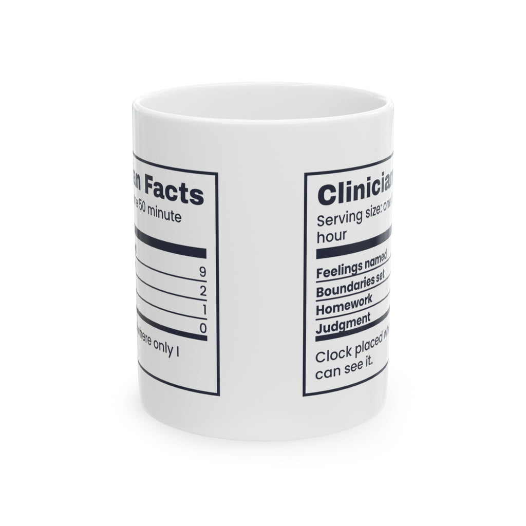 Therapist Coffee Mug Clinician Facts Nutrition Label