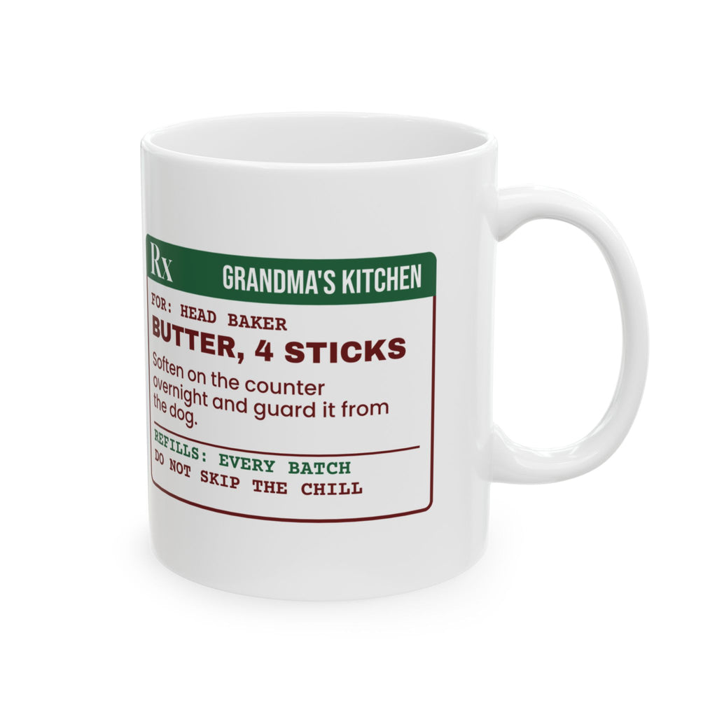Funny Christmas Baking Coffee Mug Butter 4 Sticks Prescription Label
