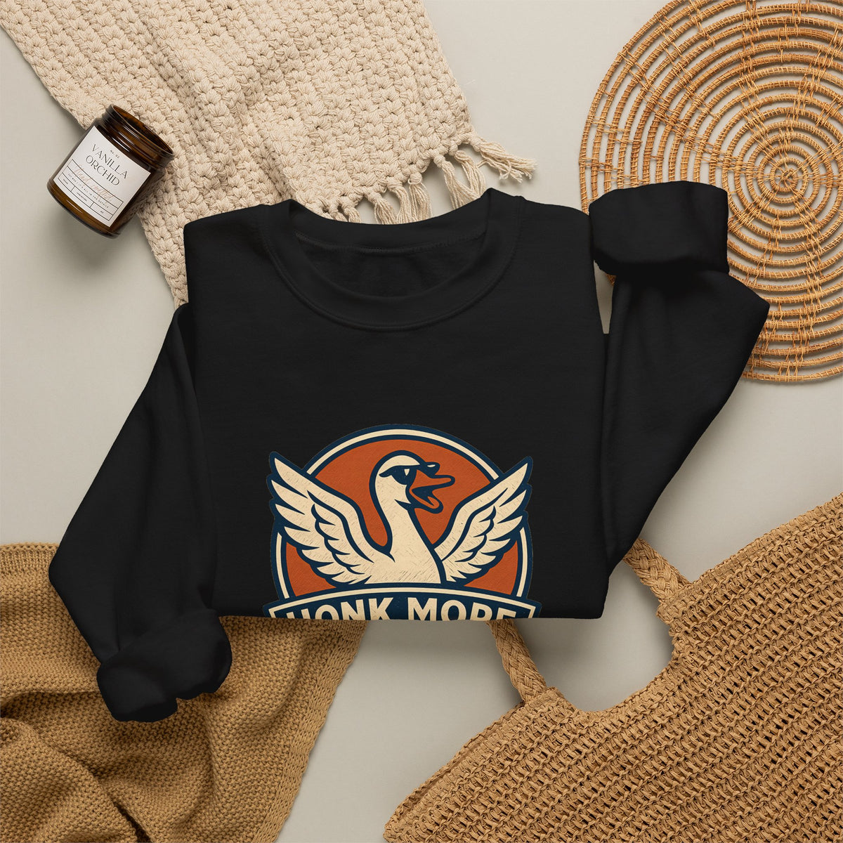 Funny Goose Honk More Worry Less Silly Bird Lover Sweatshirt