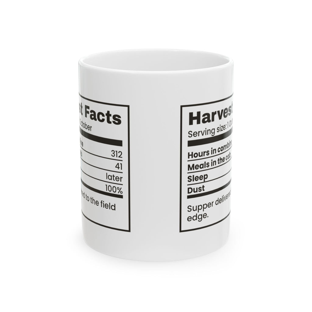 Funny Farmer Coffee Mug Harvest Facts Nutrition Label
