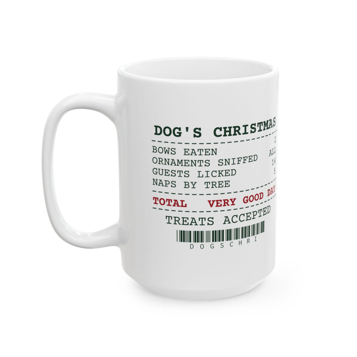 Funny Christmas Dog Coffee Mug Dog's Christmas Receipt For Dog Lovers