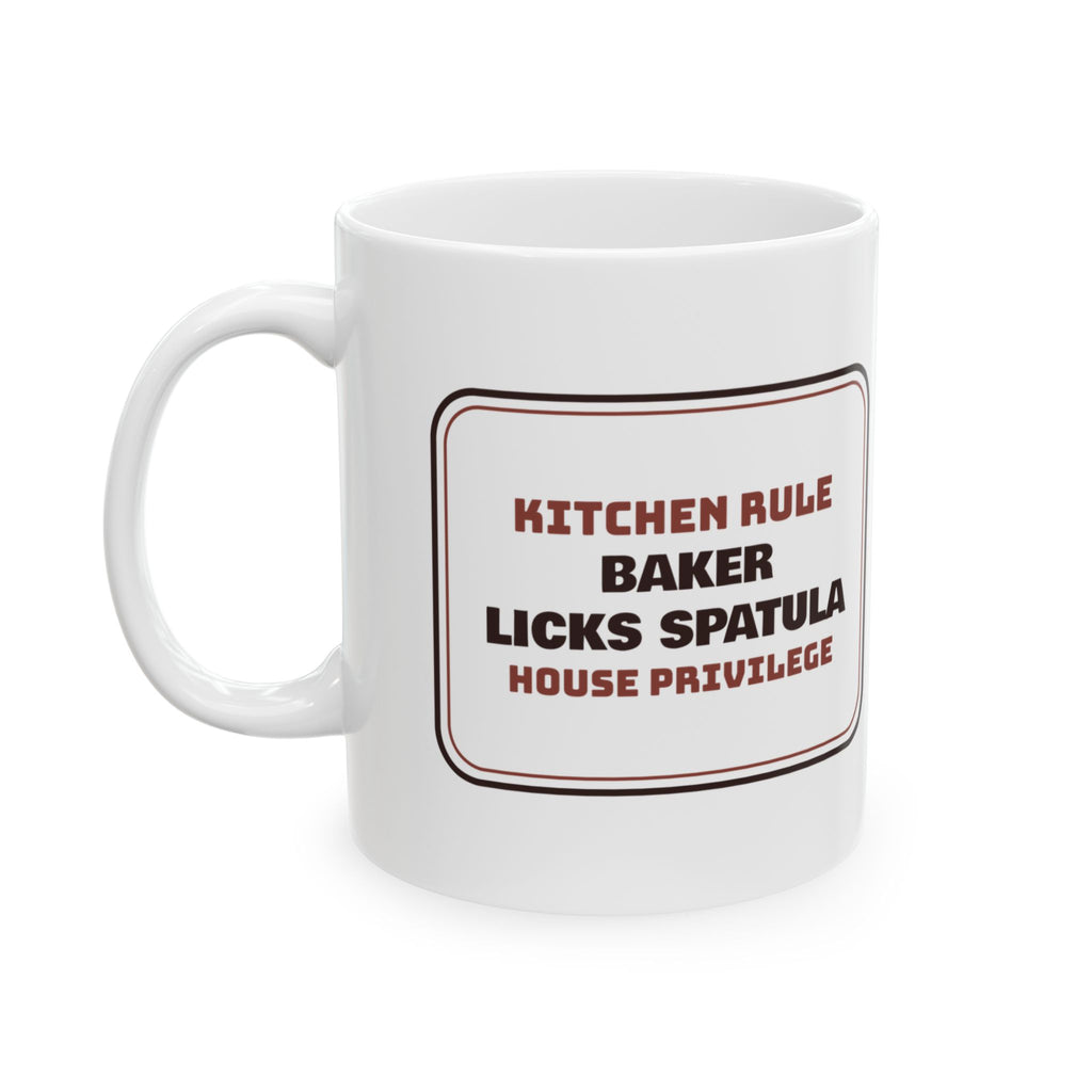 Funny Baking Mug Baker Licks Spatula Kitchen Rule Sign For Bakers