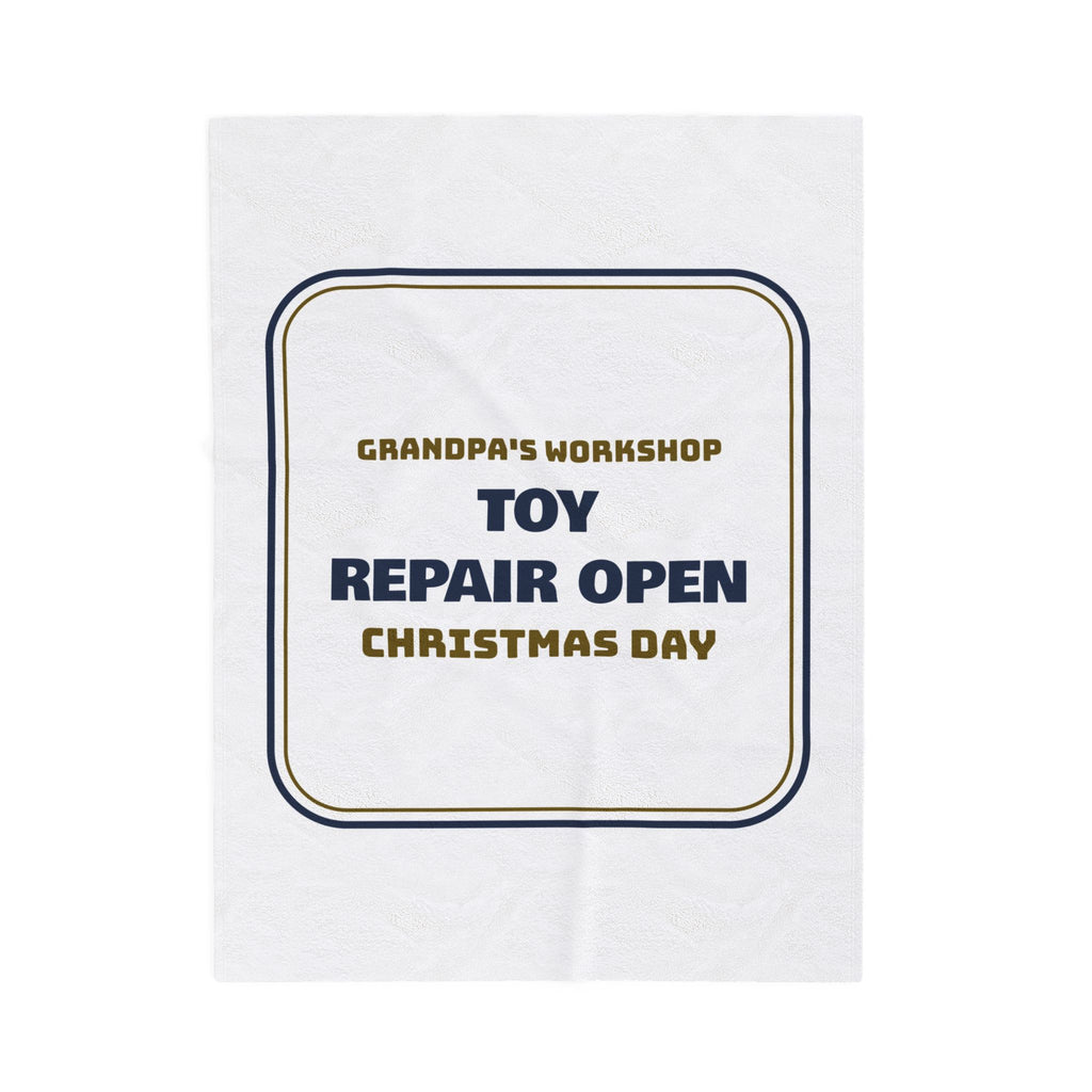 Funny Christmas Throw Blanket Grandpa's Toy Repair Open Christmas Day