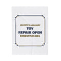Funny Christmas Throw Blanket Grandpa's Toy Repair Open Christmas Day
