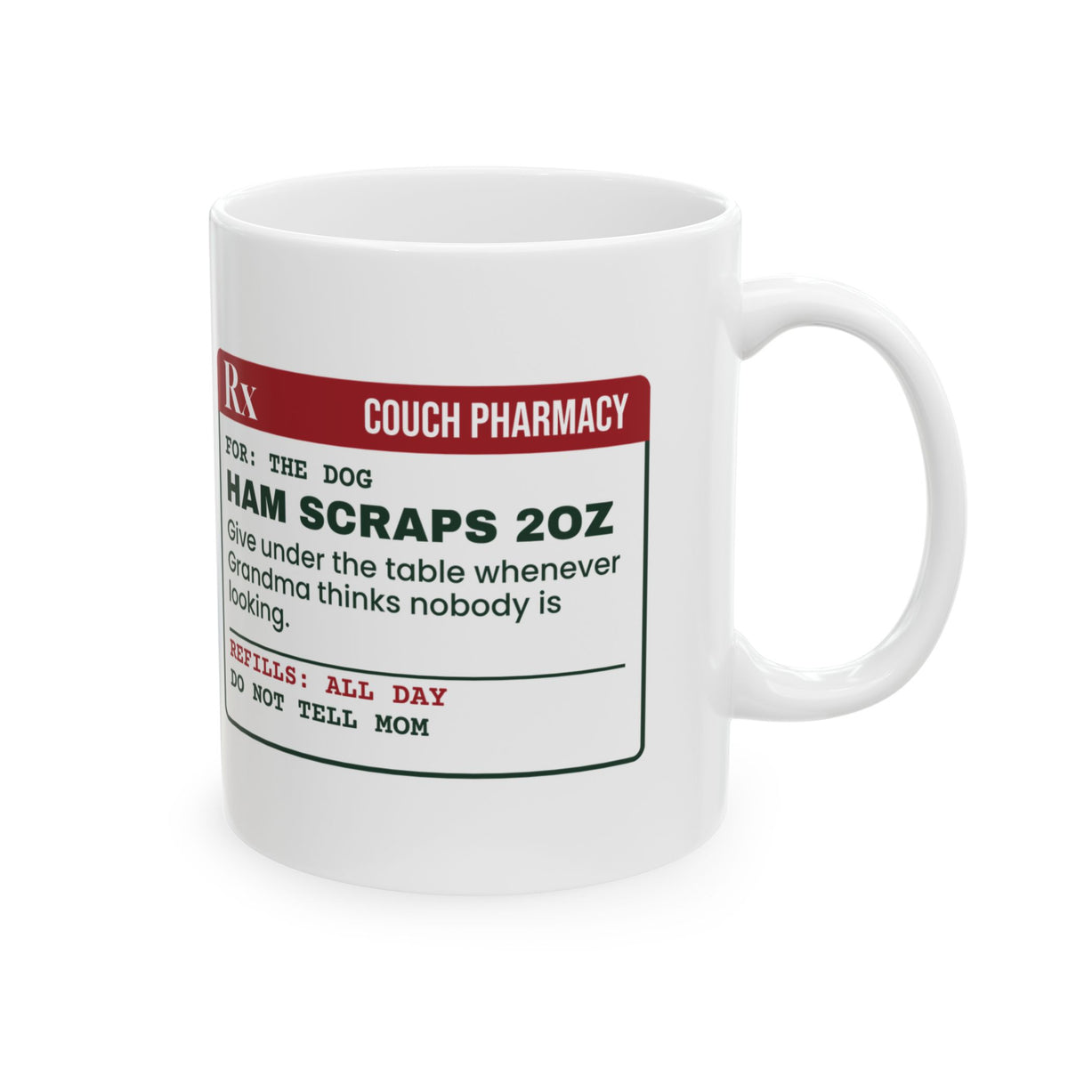 Funny Christmas Coffee Mug Ham Scraps 2oz Under The Table For Dog Lovers