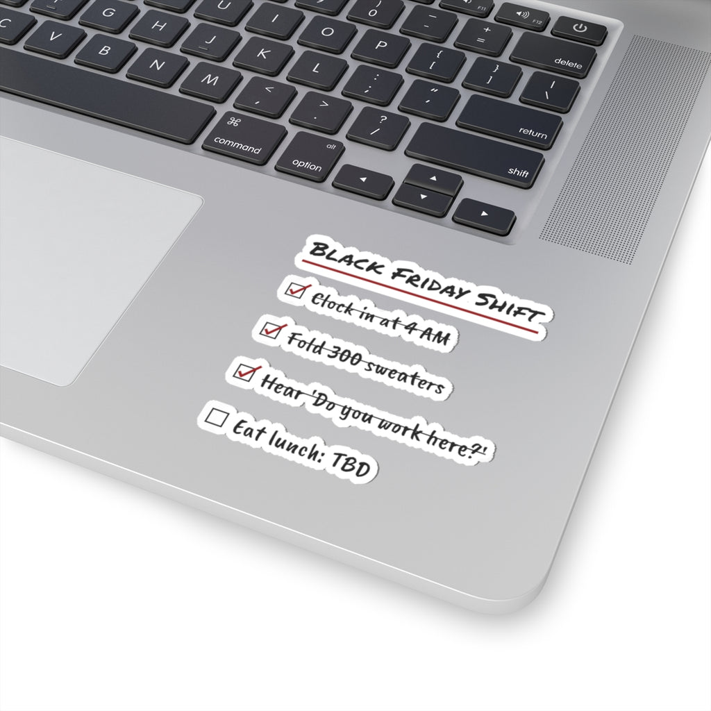 Funny Christmas Retail Sticker Black Friday Shift Checklist
