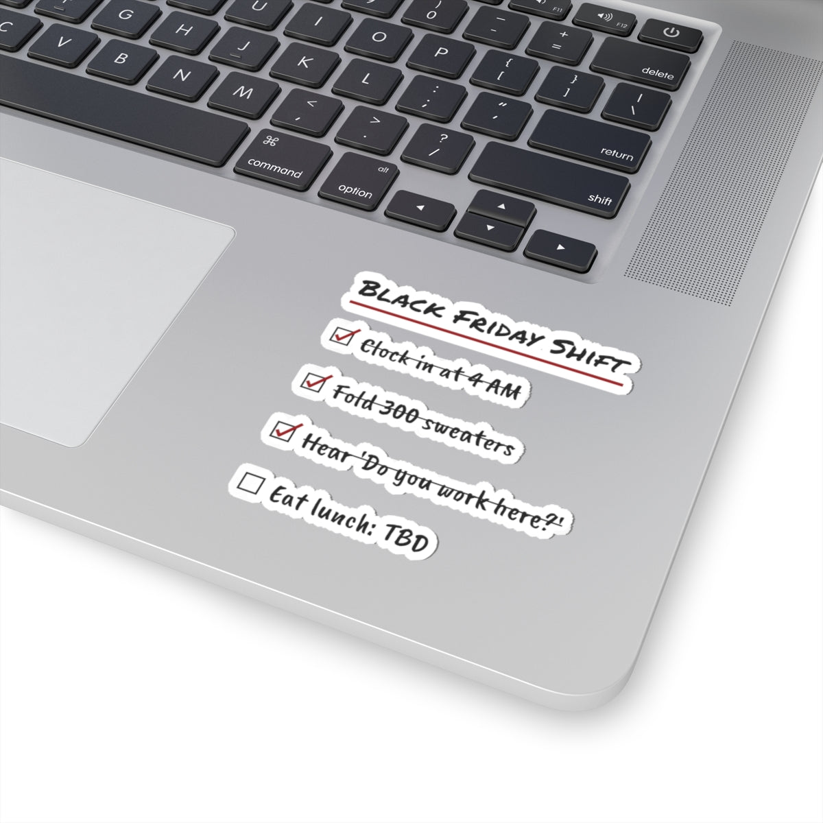 Funny Christmas Retail Sticker Black Friday Shift Checklist