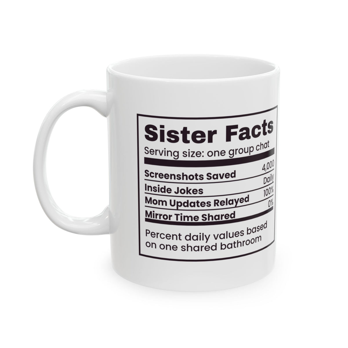 Funny Sister Coffee Mug Sister Facts Screenshots Saved Label For Sisters