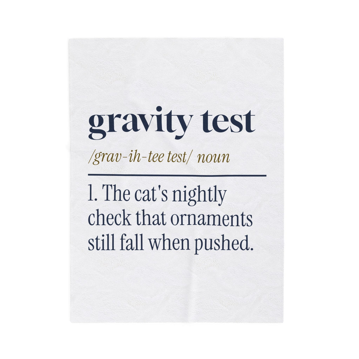 Funny Christmas Cat Throw Blanket Gravity Test Dictionary Definition