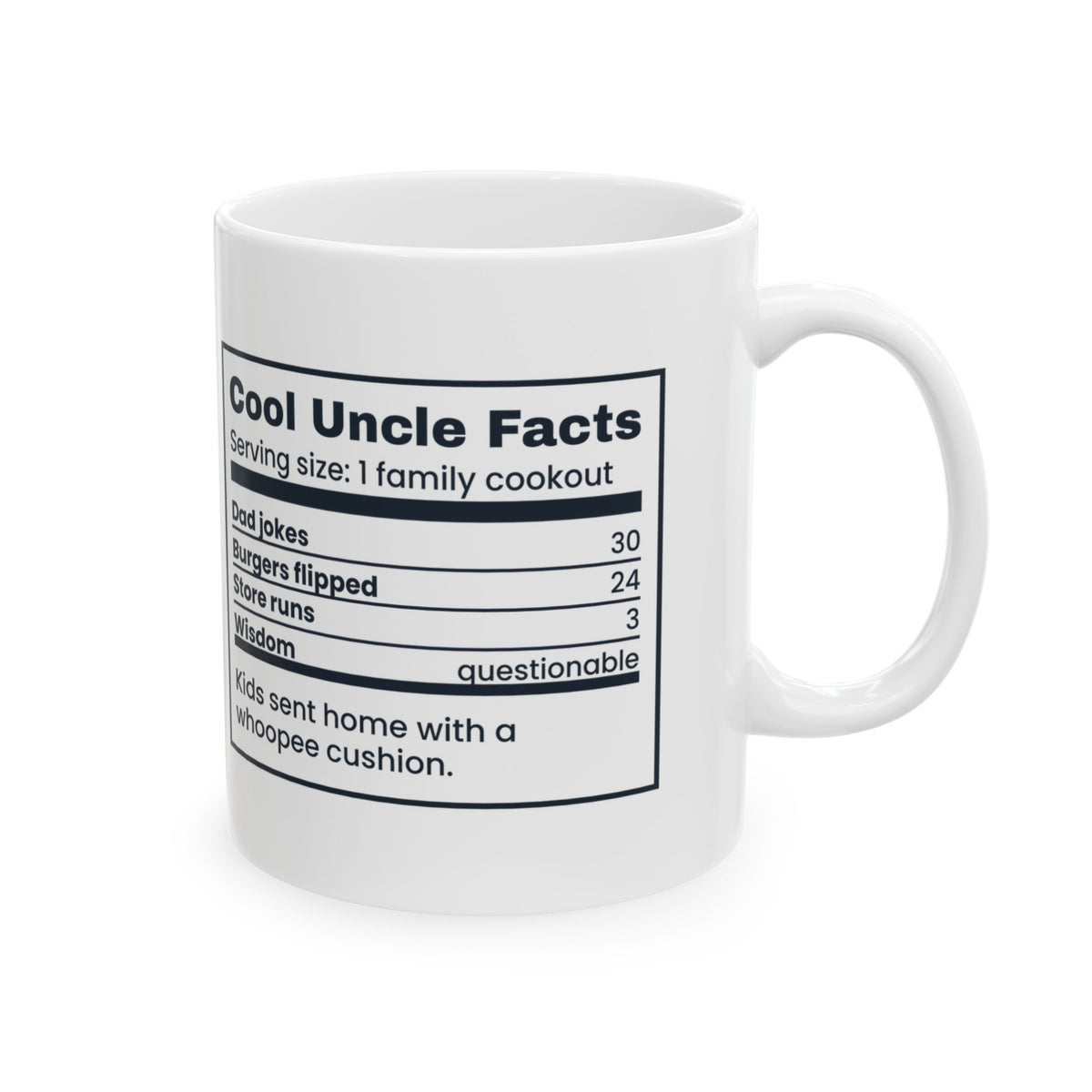 Funny Uncle Coffee Mug Cool Uncle Facts Nutrition Label