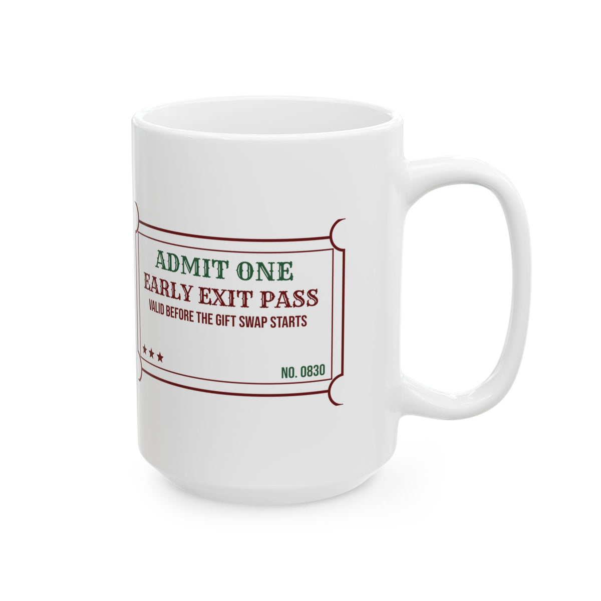 Funny Introvert Christmas Party Coffee Mug Early Exit Pass Ticket