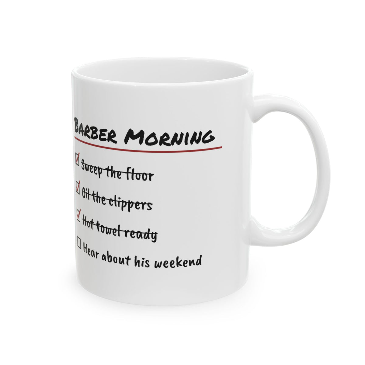 Barber Coffee Mug Clippers Oiled Coffee Poured Morning Checklist