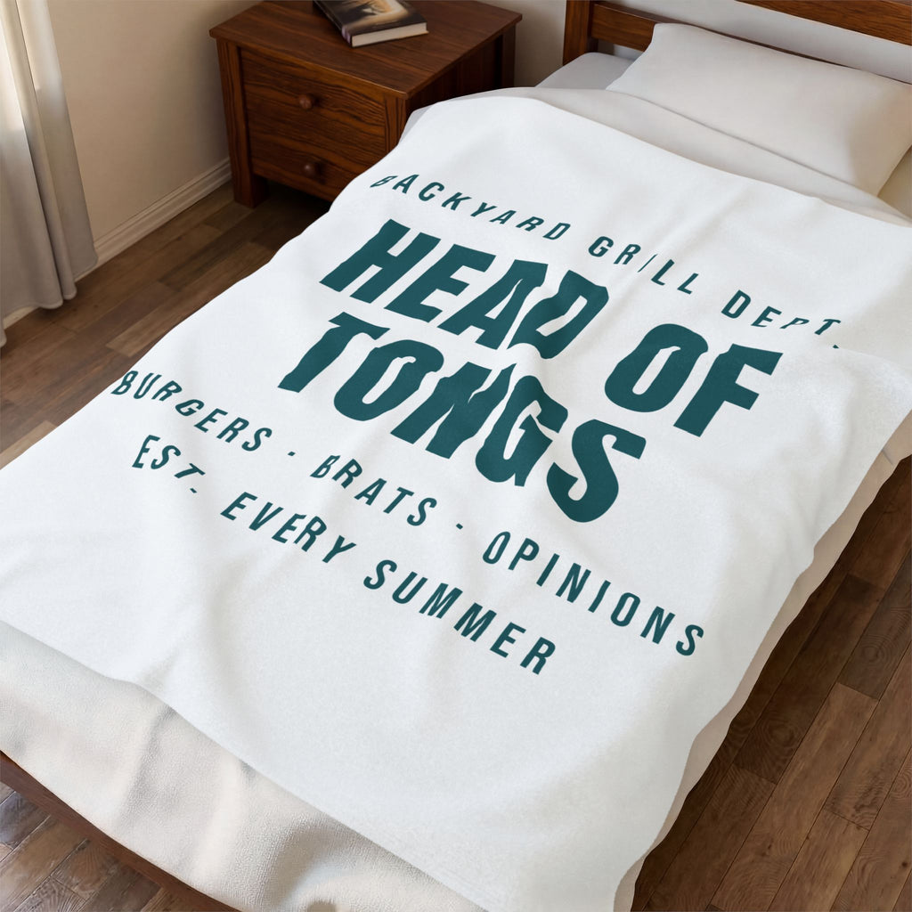 Funny Grill Dad Throw Blanket Head Of Tongs Backyard BBQ