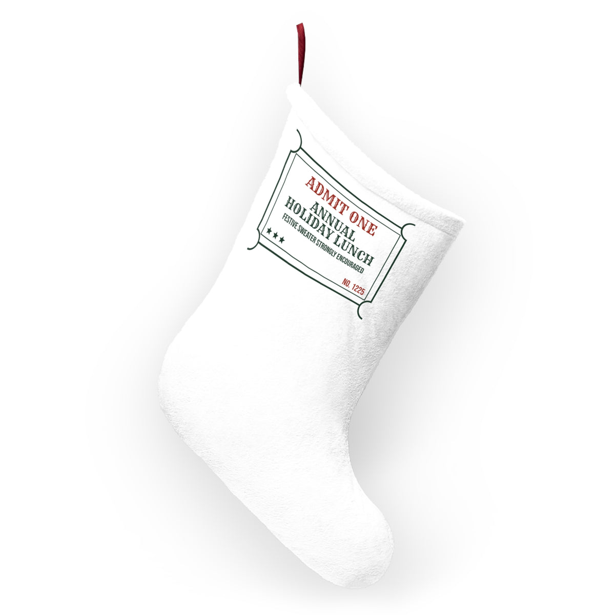 Funny Office Christmas Stocking Annual Holiday Lunch Ticket