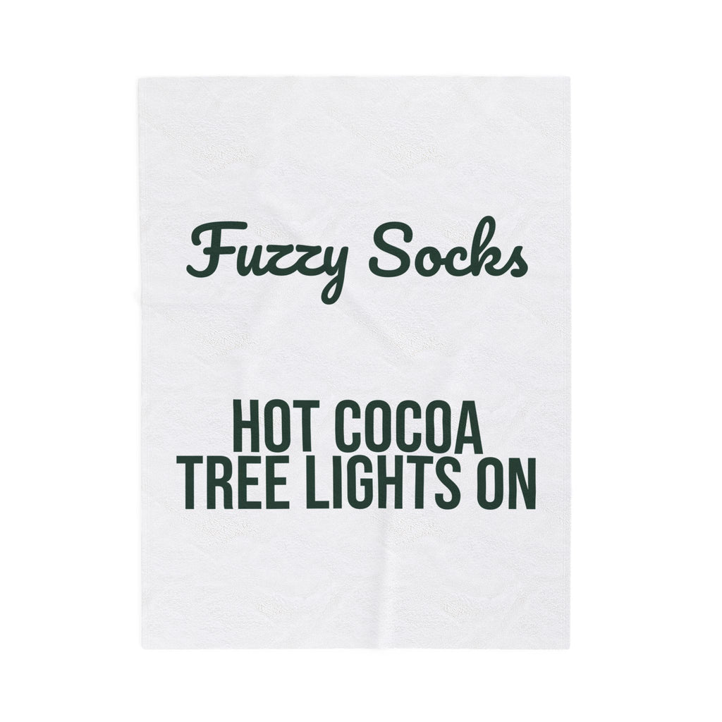 Christmas Throw Blanket Fuzzy Socks Hot Cocoa Tree Lights On Cozy
