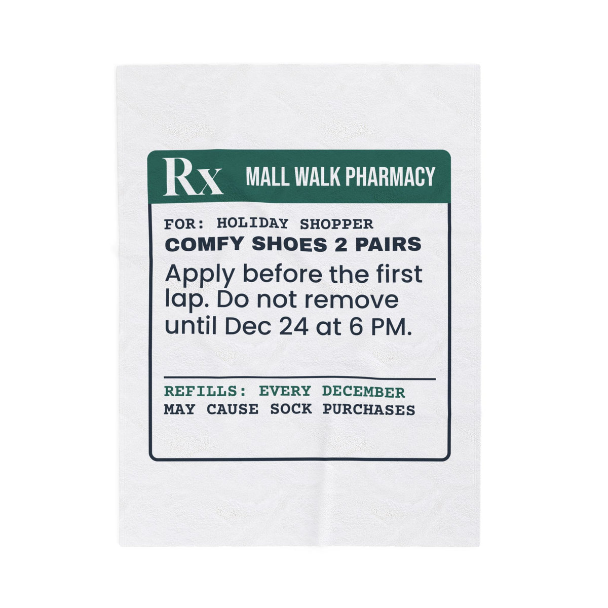 Funny Christmas Shopping Throw Blanket Comfy Shoes Prescription Label