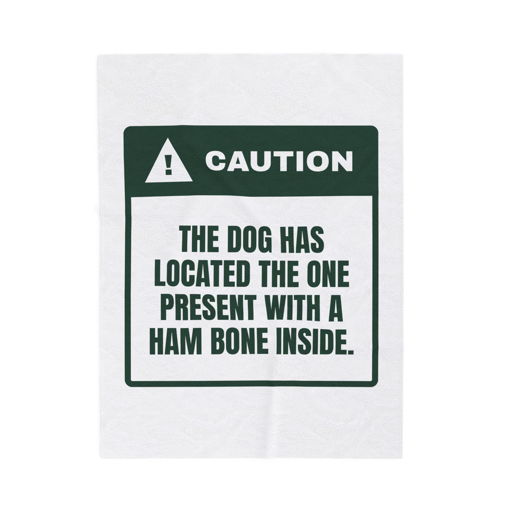 Funny Christmas Dog Throw Blanket Dog Found The Present With The Ham Bone