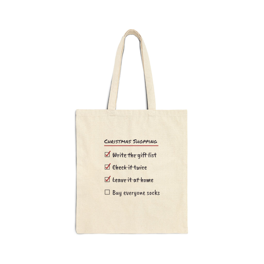 Funny Christmas Tote Bag Shopping Checklist Buy Everyone Socks