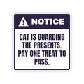Funny Christmas Cat Sticker Cat Guards The Presents Notice