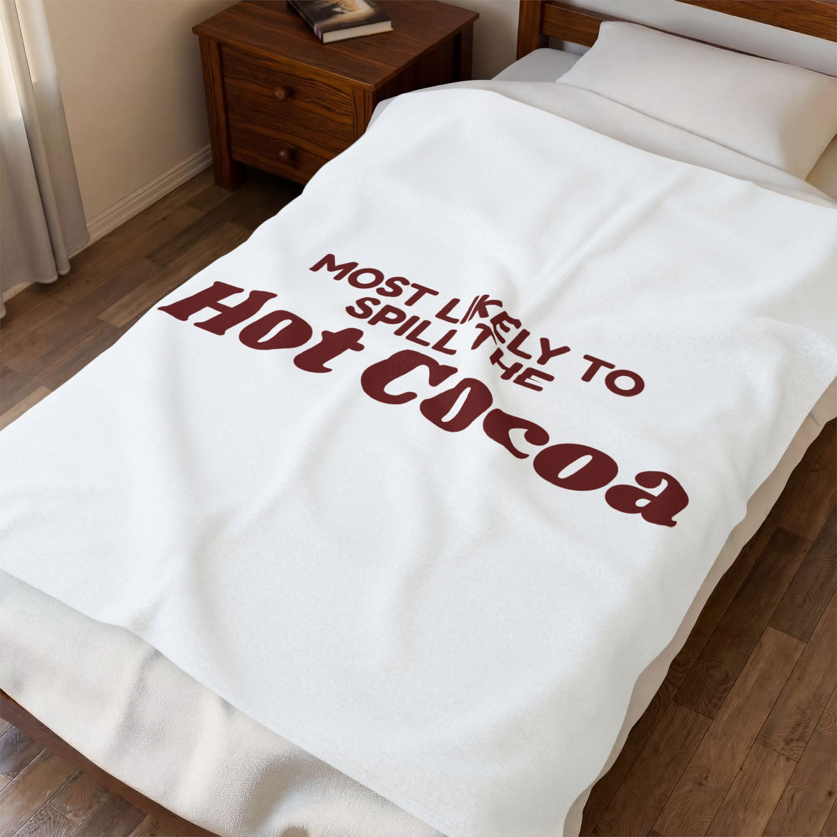 Funny Family Christmas Throw Blanket Most Likely To Spill The Hot Cocoa