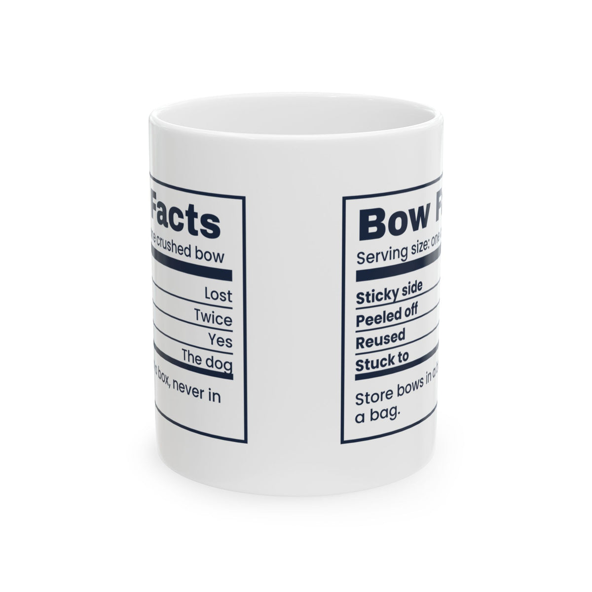 Funny Christmas Wrapping Coffee Mug Bow Nutrition Facts Label
