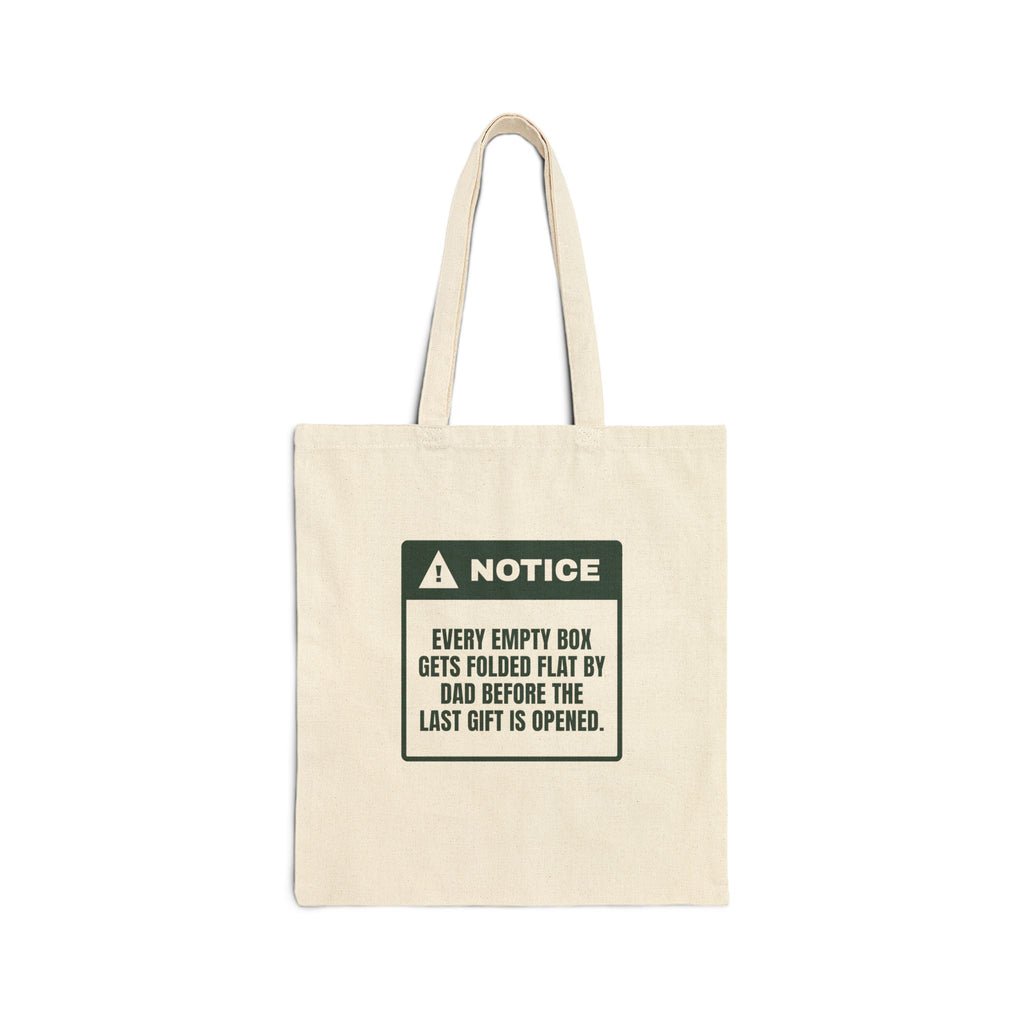 Funny Christmas Morning Dad Tote Bag Dad Folds The Boxes