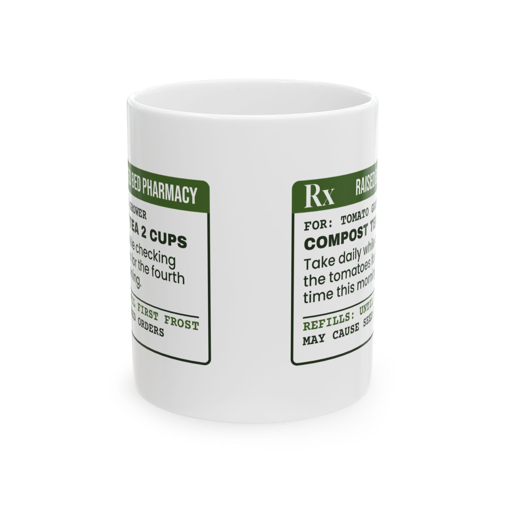 Funny Gardening Coffee Mug Compost Tea Prescription Label For Gardeners