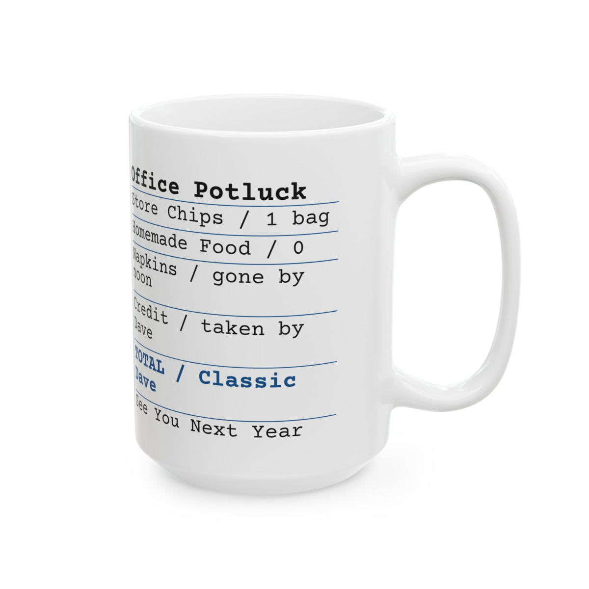 Funny Office Potluck Receipt Coffee Mug Cookout For Coworker