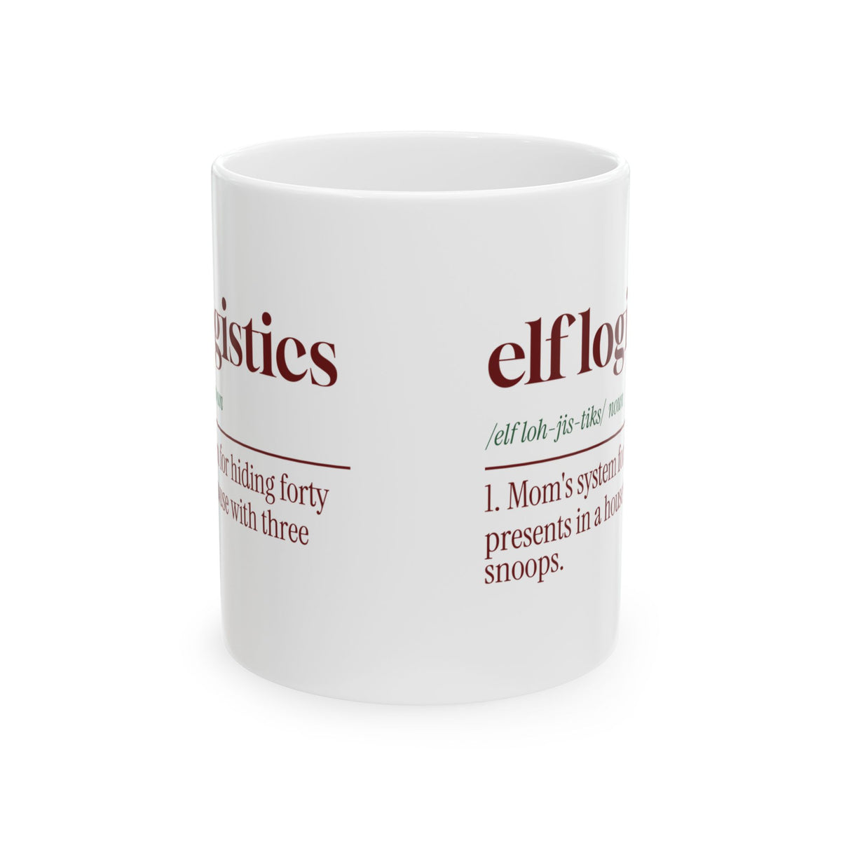 Funny Christmas Mom Coffee Mug Elf Logistics Dictionary Definition