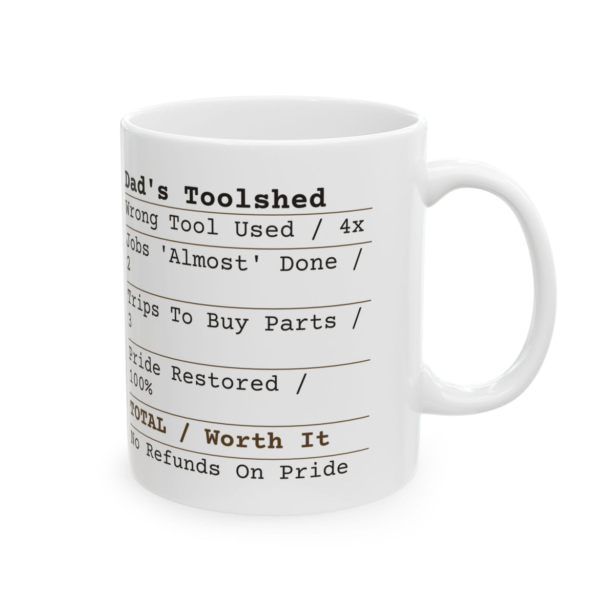 Funny Dad Garage Toolshed Receipt Coffee Mug For Dad