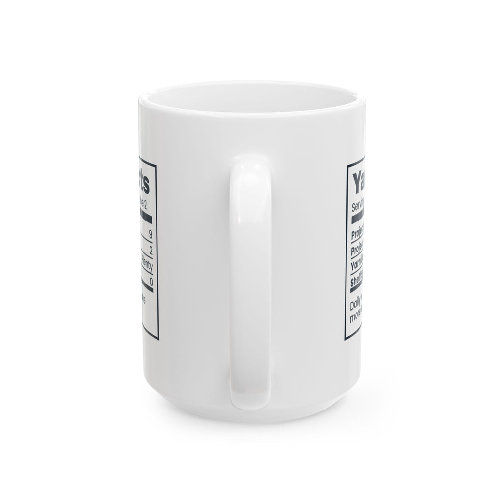Funny Knitting Coffee Mug Yarn Facts Nutrition Label For Knitters
