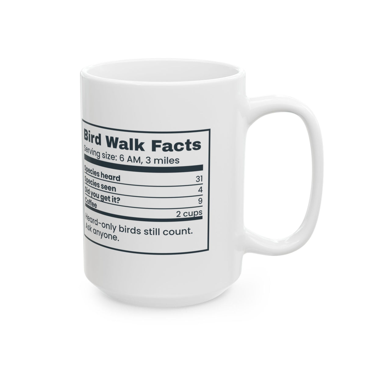 Funny Birdwatching Coffee Mug Bird Walk Facts Species Heard